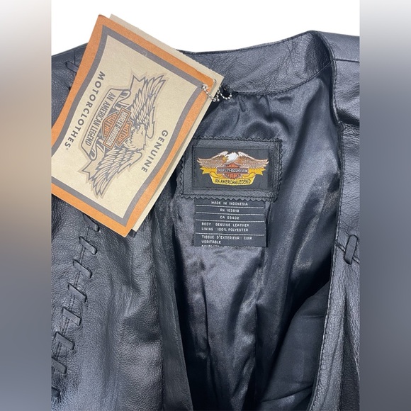 NWT Women’s Rare Vintage Y2K Harley Davidson Asymmetric Black Leather Jacket XL - Picture 8 of 15